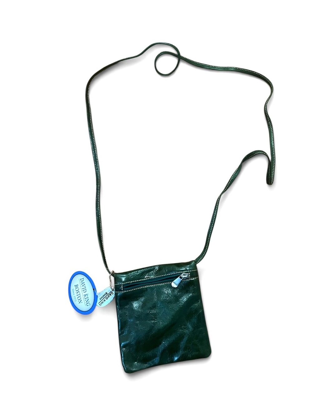 NWT David King Boston Forest Green Leather Crossbody Bag